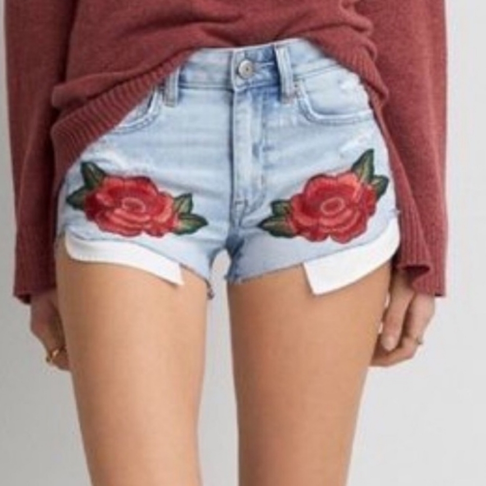 American Eagle rose jean shorts